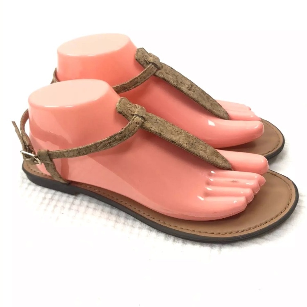 J.Crew Factory Cork Upper T-strap Sandals